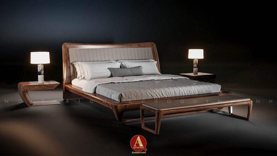Bộ sưu tập giường ngủ gỗ óc chó Nội thất Quỳnh Anh – Nơi giấc ngủ mang dấu ấn nghệ thuật