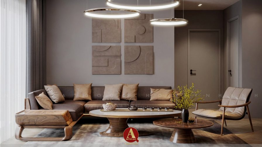 Nội thất phòng khách gỗ óc chó — Không gian đẳng cấp cho người có gu