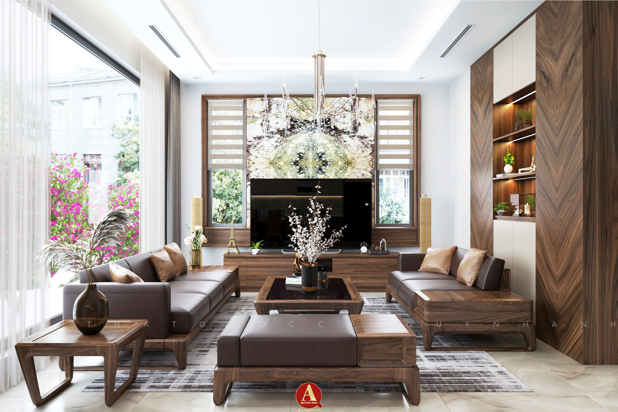 thiết kế nội thất gỗ óc chó