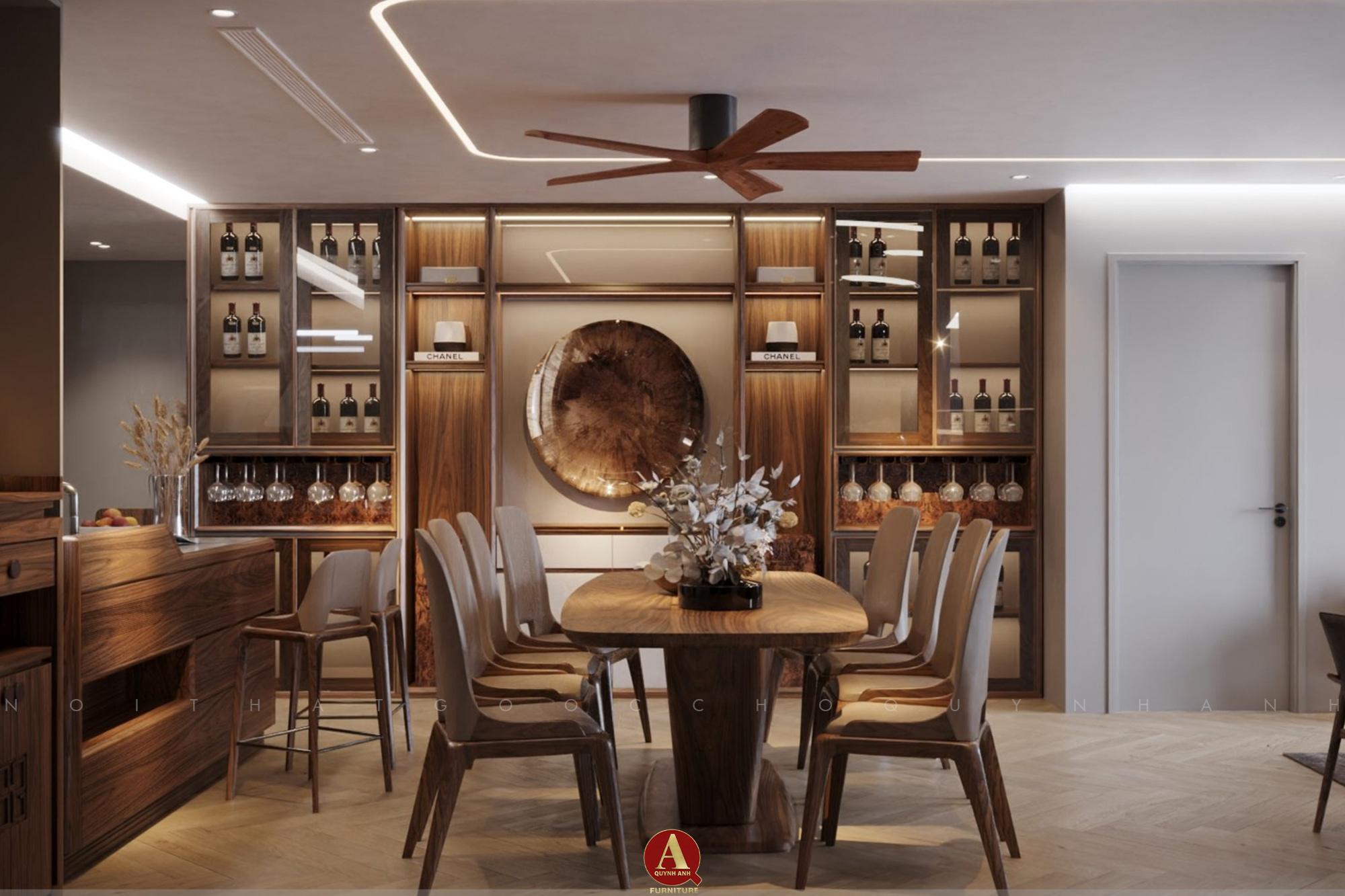Dự án thi công nội thất gỗ óc chó