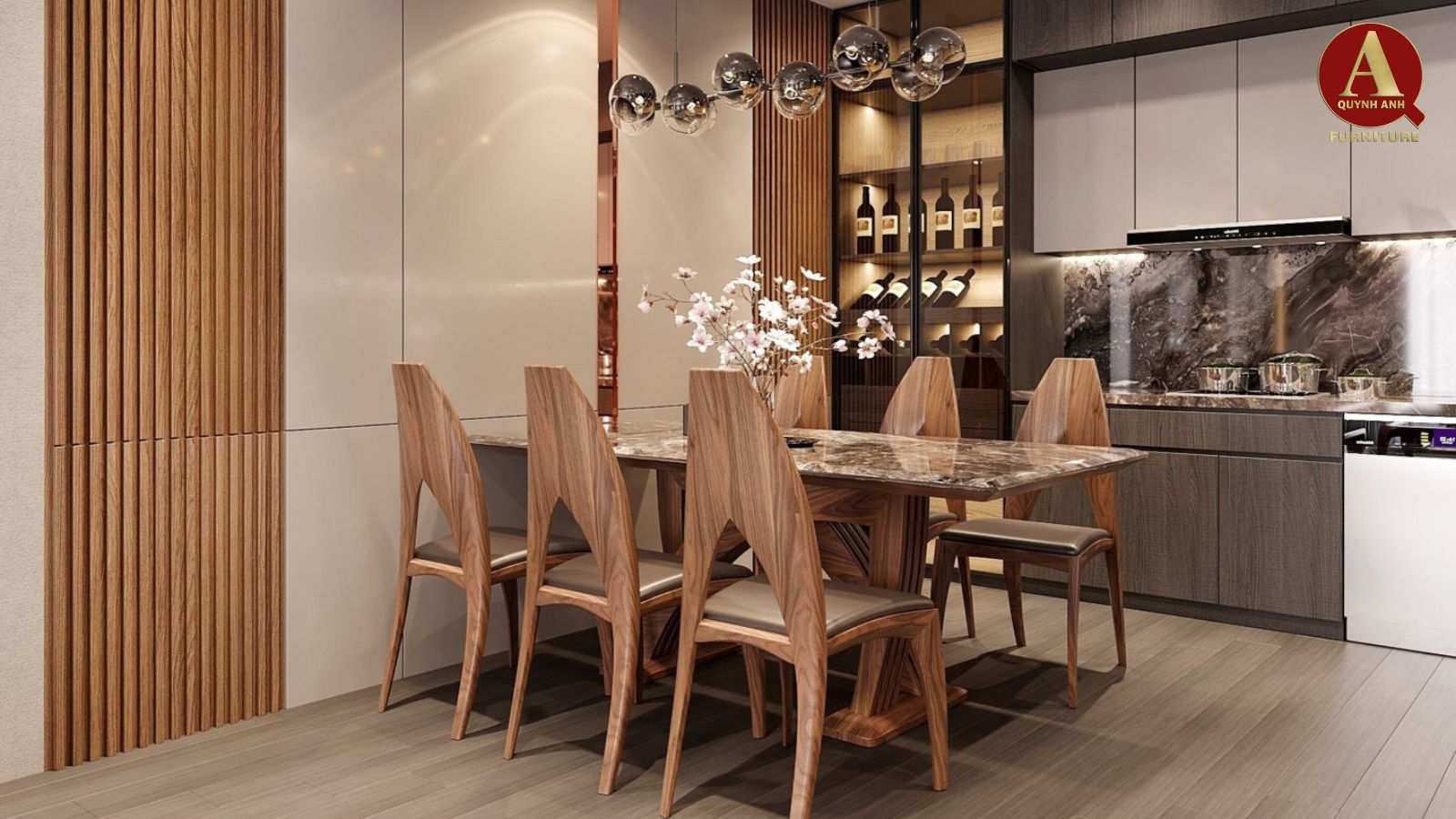 Bộ bàn ăn gỗ óc chó