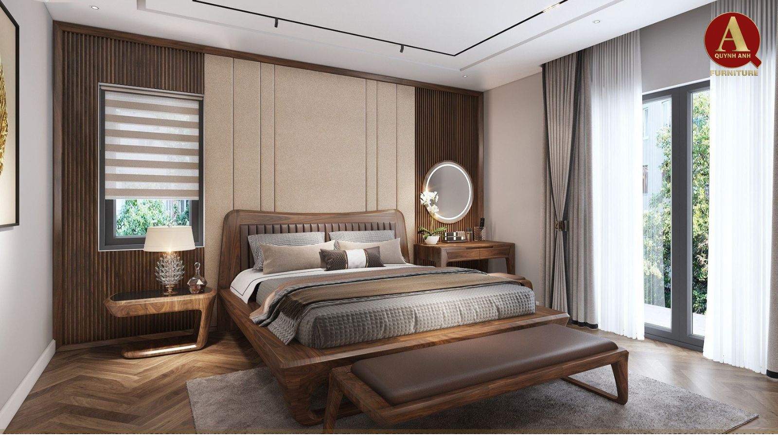 Nội thất phòng ngủ gỗ óc chó