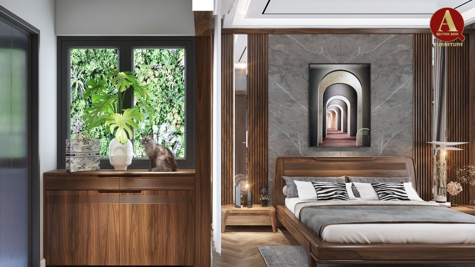 Thi công nội thất gỗ óc chó-Phòng ngủ