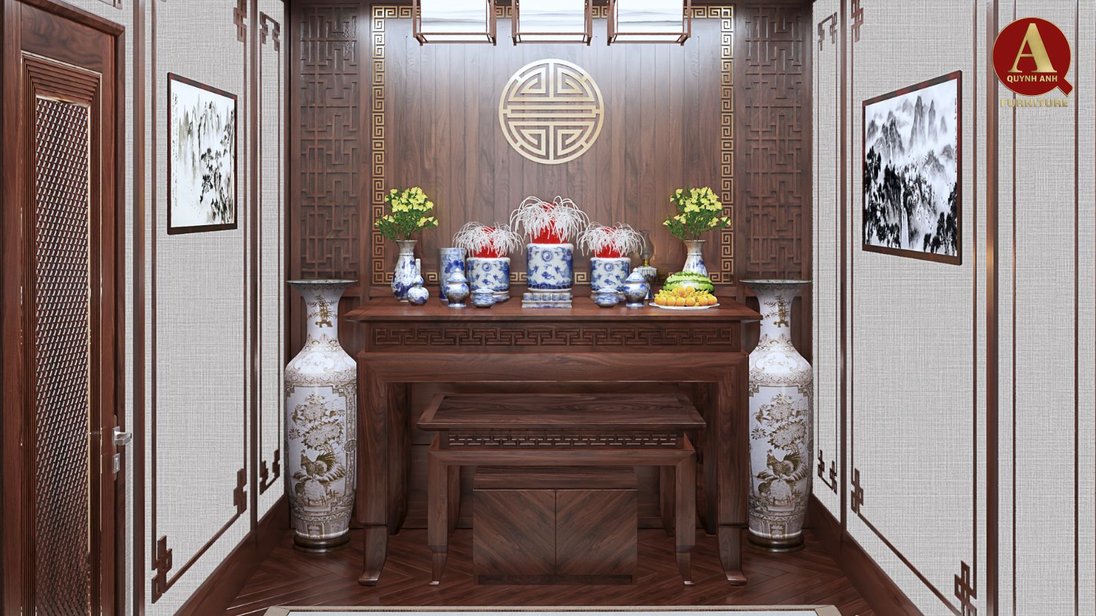 Nội thất gỗ óc chó-Phòng thờ