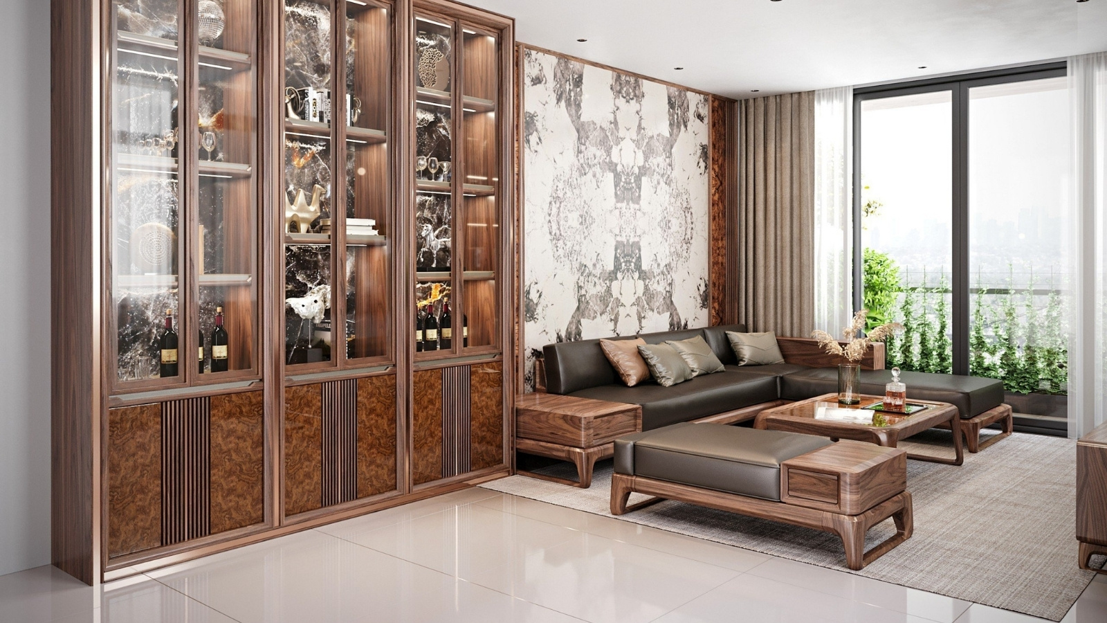 Nội thất gỗ óc chó cho phòng khách – Nâng tầm đẳng cấp sống cùng Nội thất Quỳnh Anh