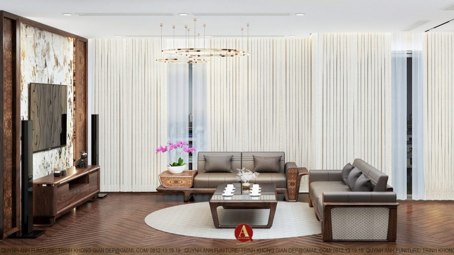 Nội thất gỗ óc chó cho phòng khách – Nâng tầm đẳng cấp sống cùng Nội thất Quỳnh Anh