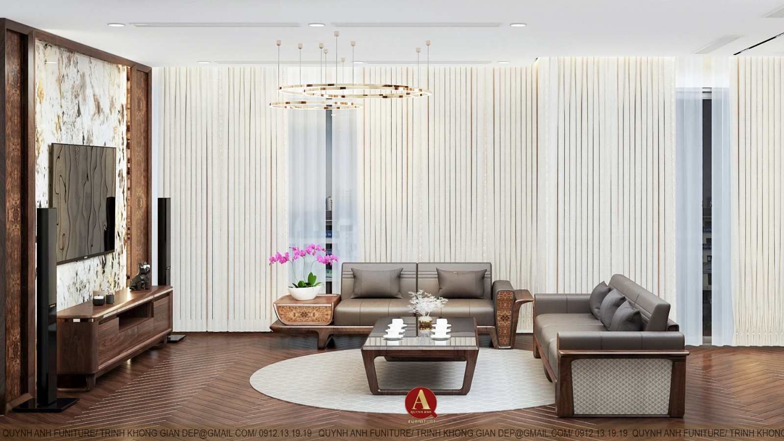 Nội thất gỗ óc chó cho phòng khách – Nâng tầm đẳng cấp sống cùng Nội thất Quỳnh Anh