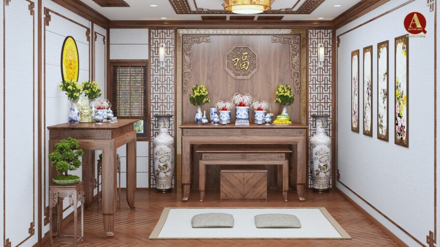 Gỗ óc chó phòng thờ – Vật liệu phù hợp cho không gian trang nghiêm