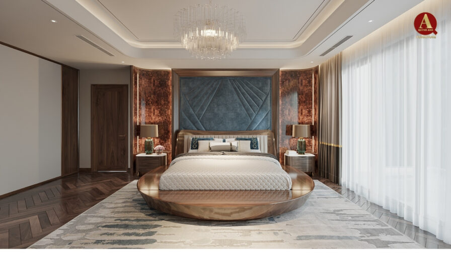 Phòng ngủ master gỗ óc chó – Không gian nghỉ ngơi đúng nghĩa
