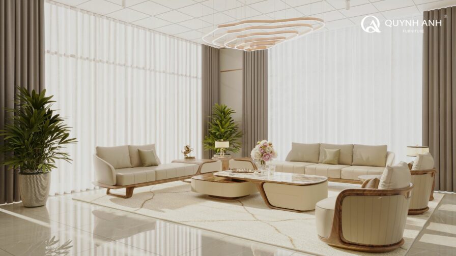 Sofa gỗ óc chó – Trải nghiệm ngồi và kết cấu trong không gian phòng khách